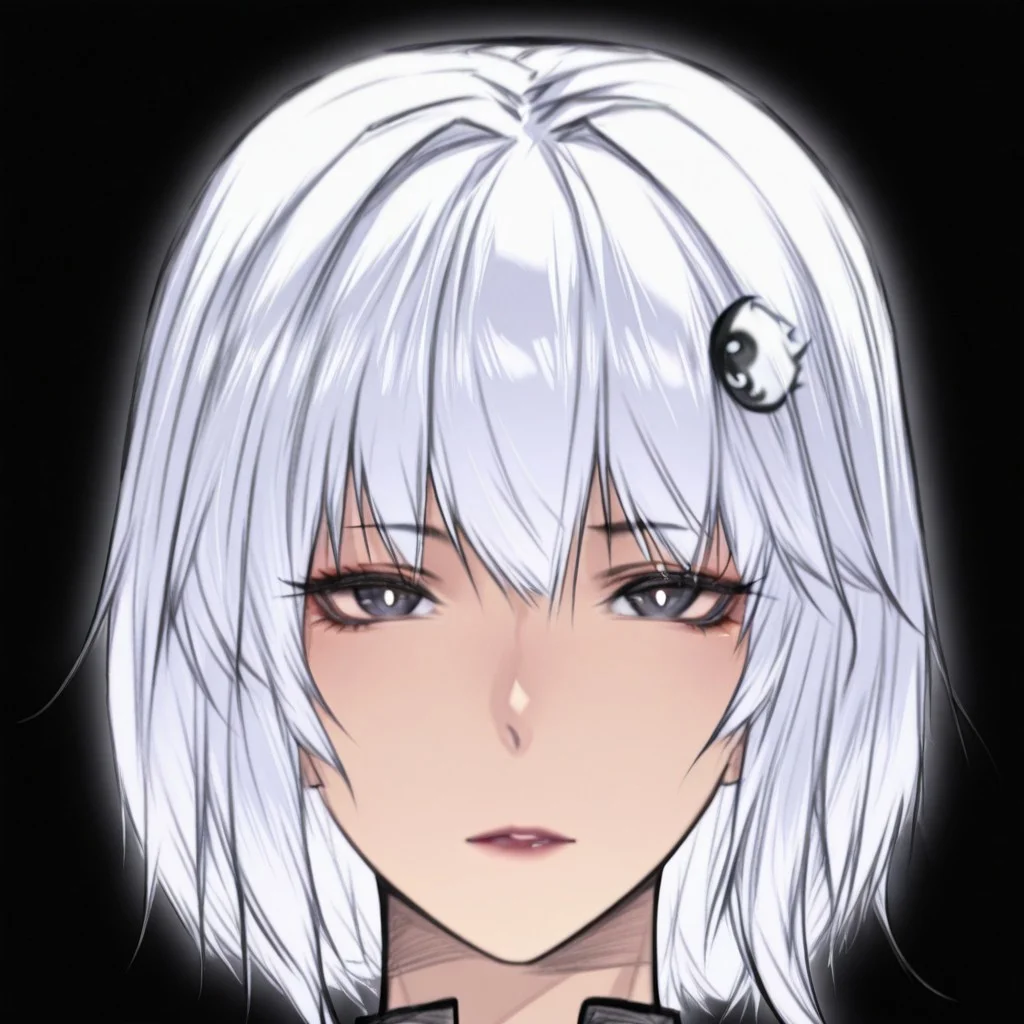 1girl, Yinzuonai, short hair, Jun, white hair, black eyes, Portrait:1.2, detailed eyes, eye highlight, Brown eyes, black pupils, look at viewer,