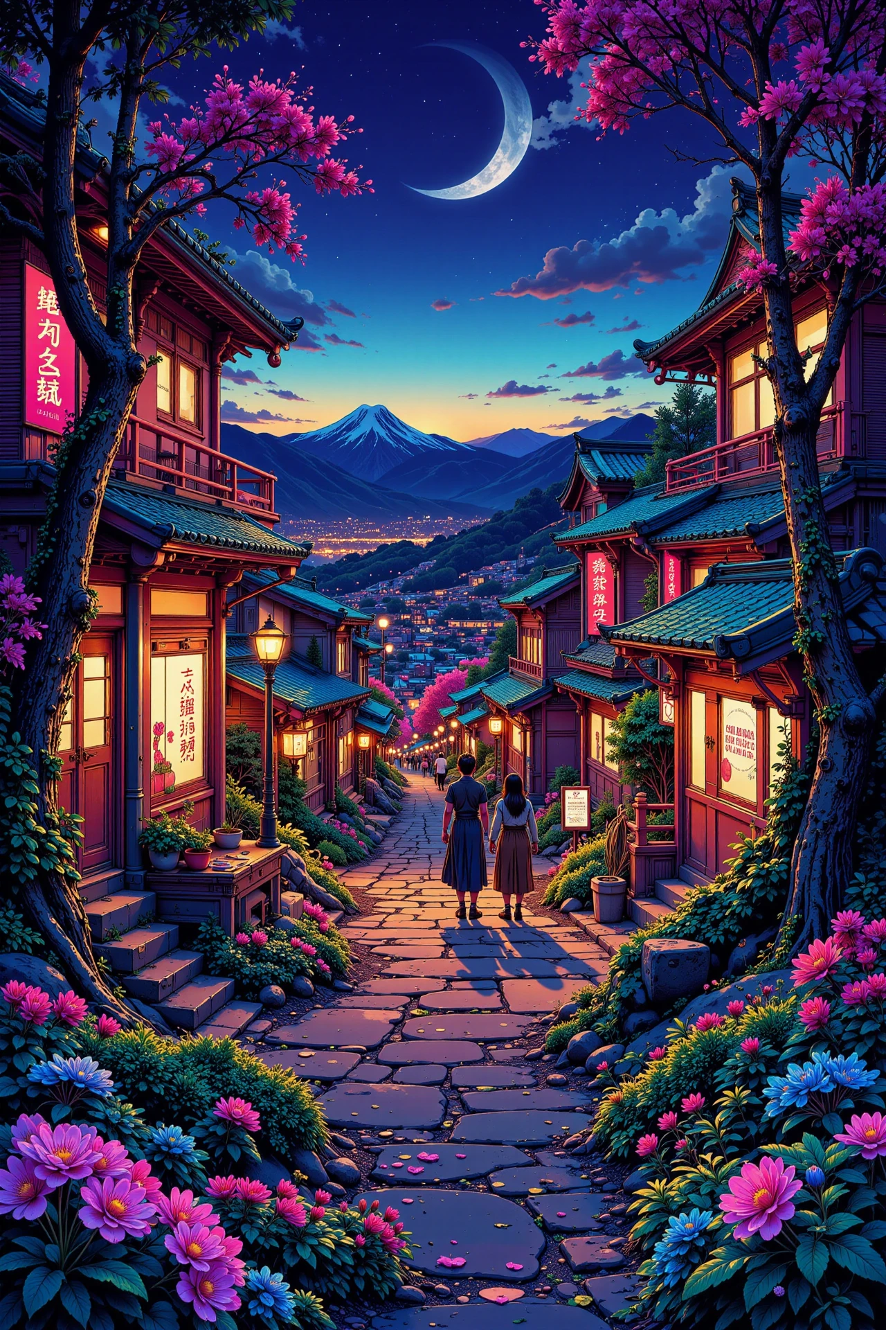 izakaya beautiful  landscape, evening, woman, very intricate, very detailed, sharp, bright, colorful, <lora:Hand v2:0.5> <lora:Anti-Blur:1><lora:Insane Detail Slider:0.25>  <lora:flux.1_lora_flyway_Epic-detail_v2:0.3> <lora:fluxenhancer:0.25> <lora:ck-Neon-Retrowave:0.4> ck-rw, in the style of ck-rw,  <lora:Neurocore Anime Cyberpunk:0.8> A digital artwork in the style of cknc