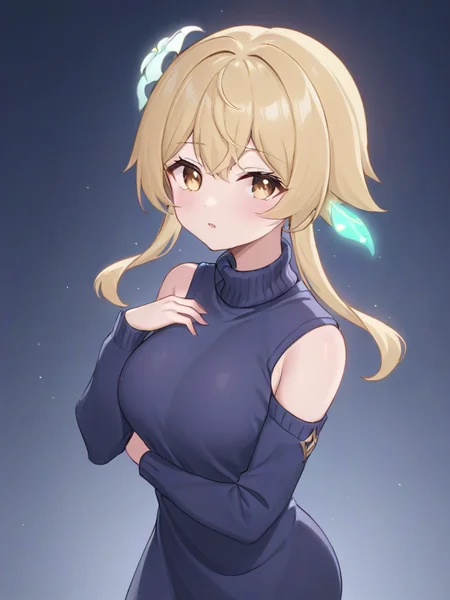 <lora:xl_ying girl-000005:1>,ying girl,blonde hair,sweater dress