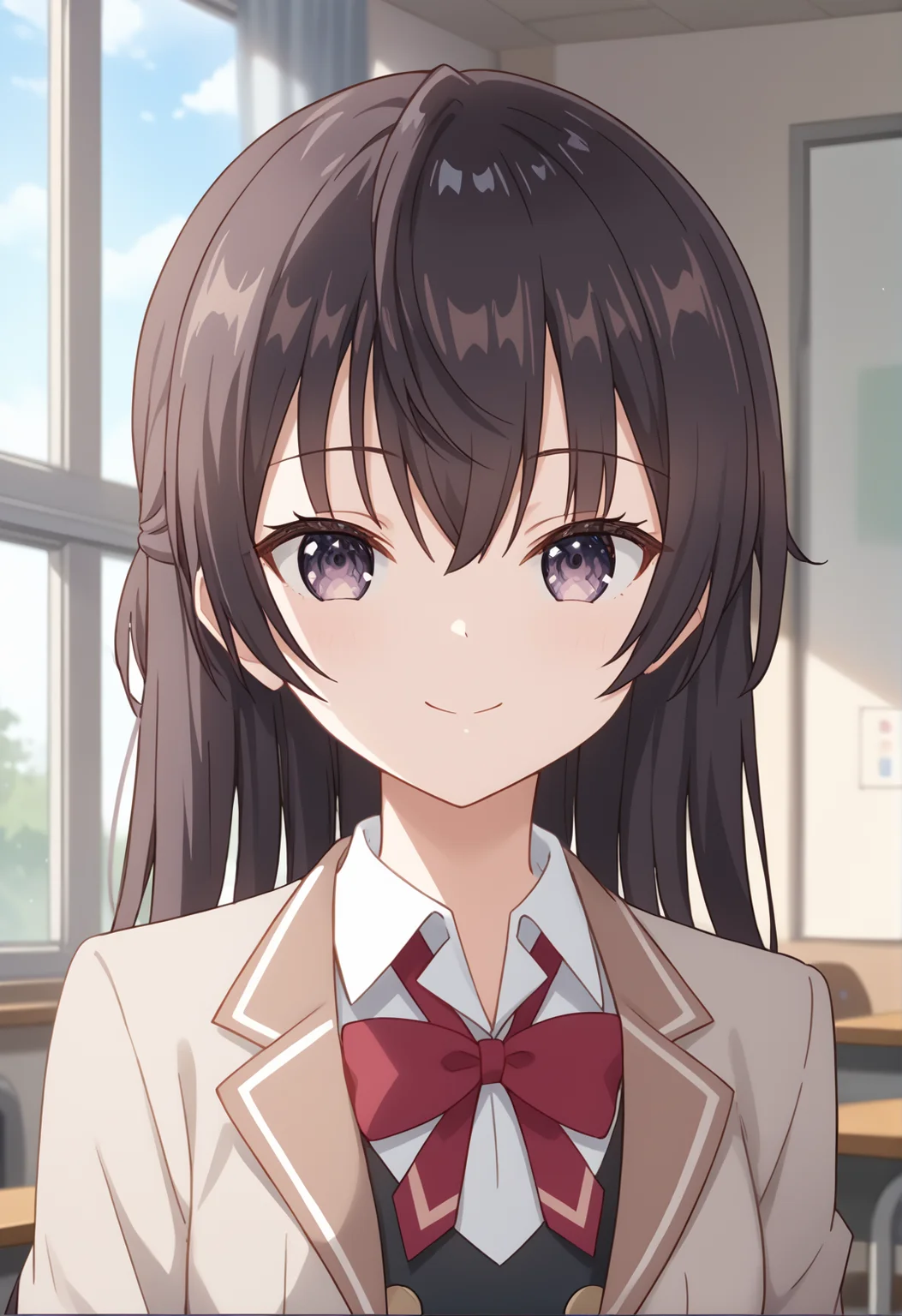 score_9, score_8_up, score_7_up, source_anime, masterpiece, best quality, highly detailed background, cinematic lighting, detailed eyes, detailed pupils, perfect face, Yuki Suou, unique outfit, looking at viewer, cute, smile, upper body, front view, school, classroom, window, midday
<lora:Yuki_Suou_Pony:0.8>