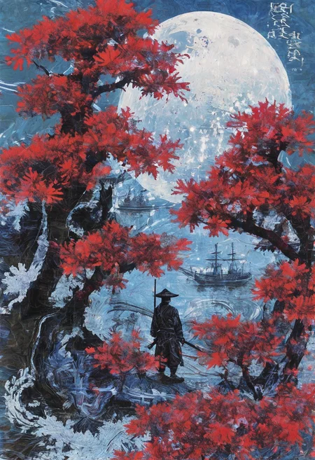 linquivera, Ink illustration, (anime:0.5), brown tones, aged black red paper,Acer japonicum, inkpunk, surreal, (at a distance), Will-o'-the-wisp, The city is in the background,moonlit, lonely, solitude, windy, tall trees, samurai sword fight, OverallDetail,Bonsai, bamboo grove,extremely detailed, UHD,(long exposure ,Radiant licorice, Red Japanese maples,dystopian but extremely beautiful:1.4),<lora:- SDXL - letitflrsh_let_it_flourish_V1.0:0.8> ,<lora:Cute_Collectible:1>, <lora:XL_boss_battle:0.6> <lora:add-detail-xl:1>, <lora:Concept Art Twilight Style SDXL_LoRA_Pony Diffusion V6 XL:1>, <lora:MJ52:1>,CyberCity, (blue:1.3),(red:1.4),(yellow:1.2),(harbor:1.3), (ship:1.2), neon lights, scenery, chinese_building, outdoors, road, night, sign, street, riot police, criminals,(bird eye view:1.2),