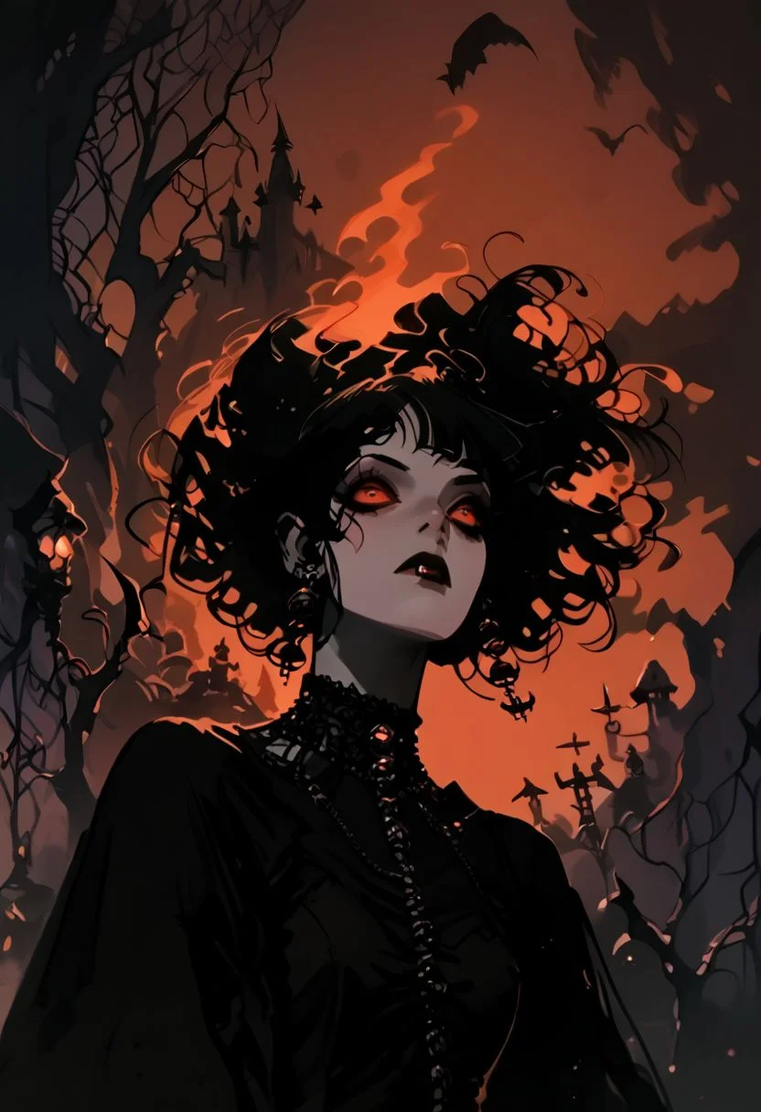 score_9, score_8_up, score_7_up, score_6_up, fl4ttr1p,
goth, vampire,1girl, solo, vamp girl, goth core,