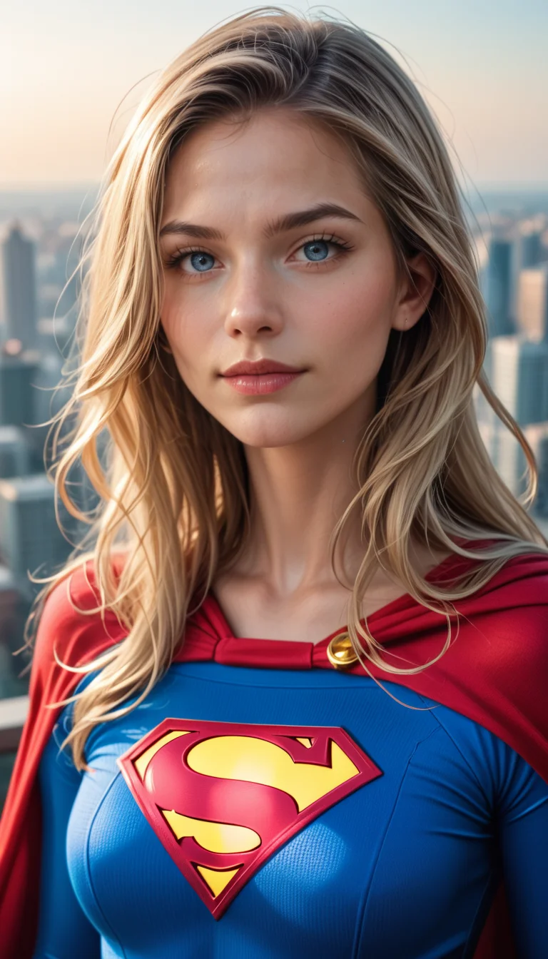 score_9, score_8_up, score_7_up, (Portrait photo), (Supergirl), cute, seductive, innocent, blonde long hair, floating hair, in high detailed (Supergirl) suit, red cape, gold ornate, gold embedded, floating above the skyscrapers, in dynamic pose, (city skylines Background), (depth of field), (dynamic angle), (fine textures details), (realistic:1.4), (realistic skin:1.4), (sharp), (artistic photo), (analog film grain)