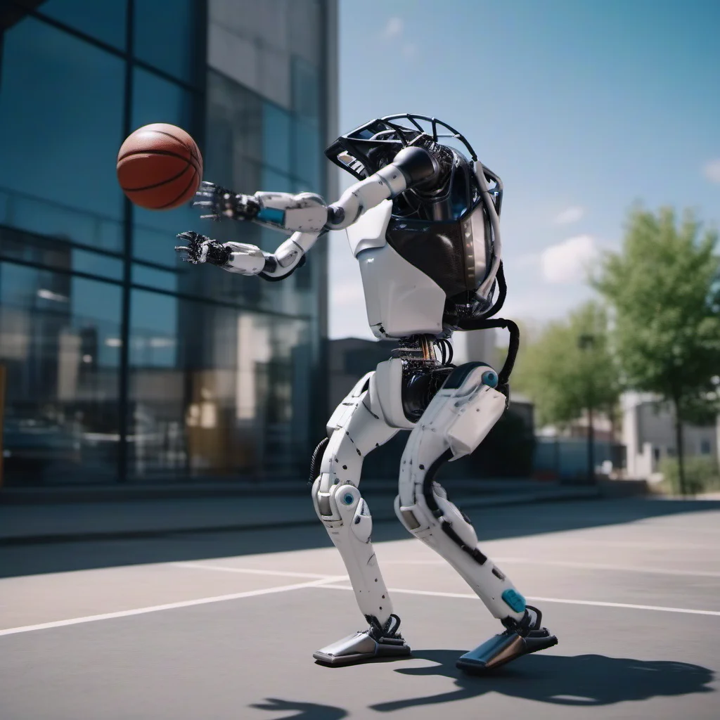 cinematic photo a robot playing urban basketball <lora:Atlas1024-000160:0.8> . 35mm photograph, film, bokeh, professional, 4k, highly detailed