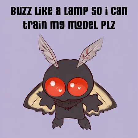 mikus-concept, full body, big eyes, chibi, Mothman, red eyes, black fur, wings, mouthless, (red sclerae:1.2) (red pupils:1.2) (red irises:1.2) (moth antennae:1.7) (wings:1.7)
