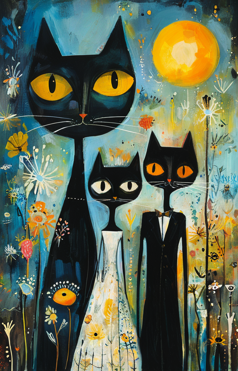 masterpiece,best quality,<lora:tbh199-sdxl:0.9>,illustration,style of Rosina Wachtmeister portrait of family