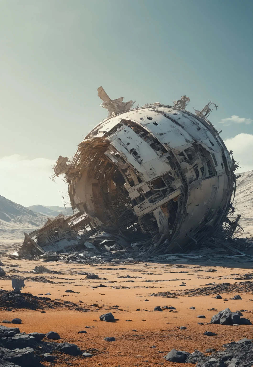 Blame by Tsutomu nihei, scenery, no humans, outdoors, desert, science fiction, sky, day, mountain, sand, easynegative, deepnegative_v1_75t