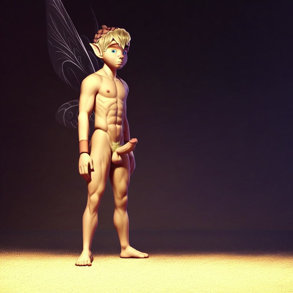 terence, blonde hair, fairy, solo, wings, pointy ears, 1boy, hat, fairy wings, short hair, blue eyes,  pubic hair, completely nude, abs, penis, balls, standing, full body,  score_9, score_8_up, score_7_up, score_6_up <lora:vinceteaa_020_04v2-step00000400r:1> good face, good eyes,
