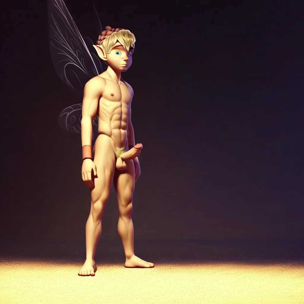 terence, blonde hair, fairy, solo, wings, pointy ears, 1boy, hat, fairy wings, short hair, blue eyes,  pubic hair, completely nude, abs, penis, balls, standing, full body,  score_9, score_8_up, score_7_up, score_6_up <lora:vinceteaa_020_04v2-step00000400r:1> good face, good eyes,