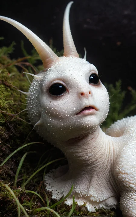 pure white snail, black makeup, green moss, highly detailed, complex, sharp focus, photorealistic, <lora:WB2.2:1.5><lora:add-detail-xl:0.8>