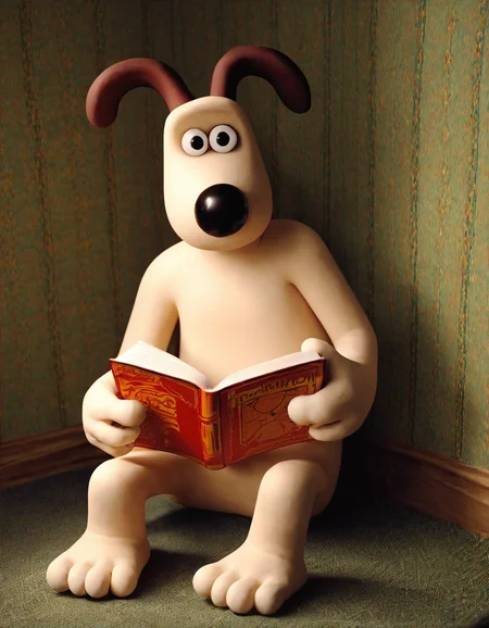 score_9,score_8_up,<lora:Gromit:1>,gromit, looking at viewer, sitting, reading, indoors