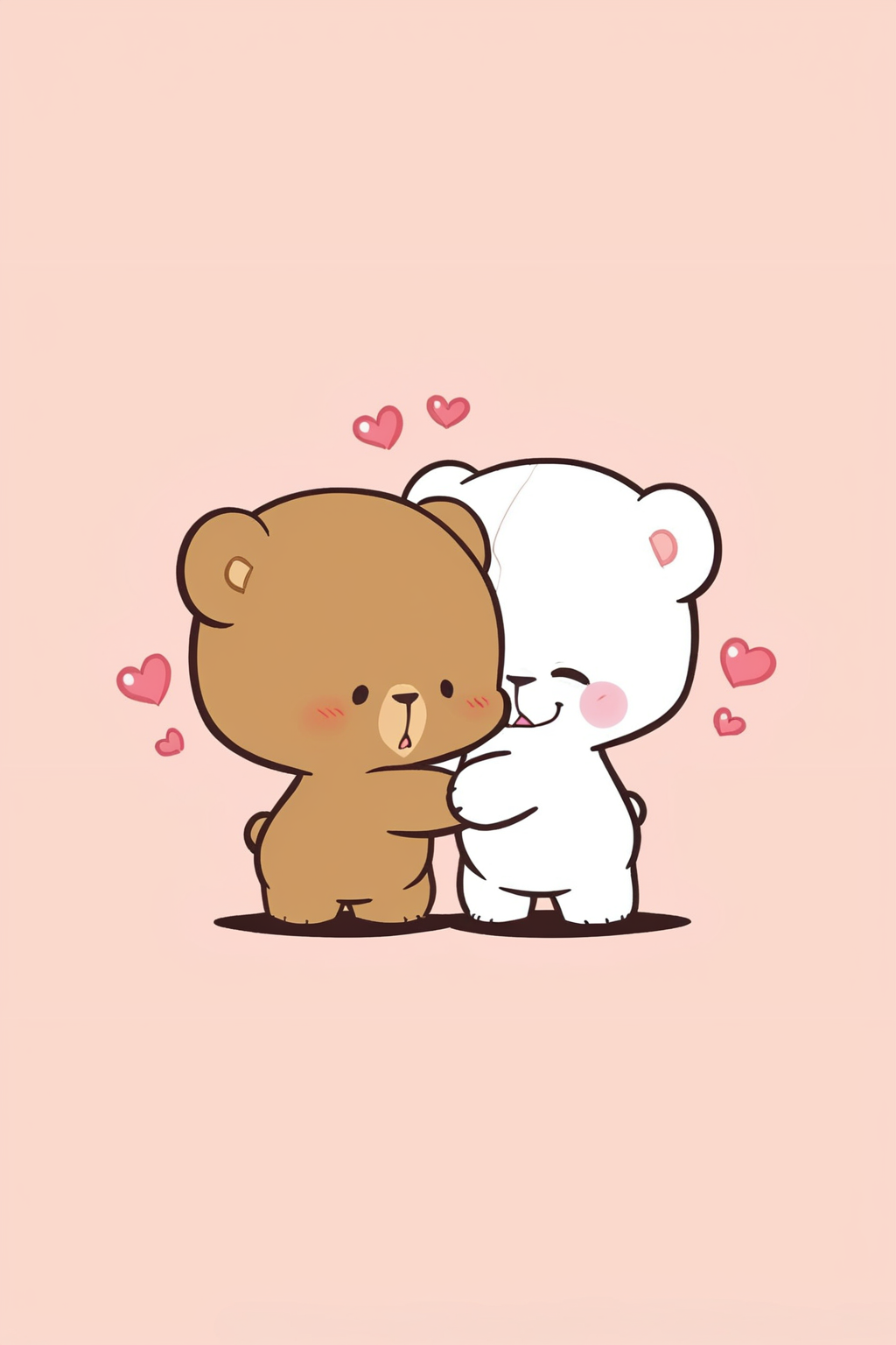zPDXL,  <lora:Character_Milk_and_Mocha:1>, cute, chibi, mocha (brown bear), milk (white bear), simple background, 2boys, hug, heart