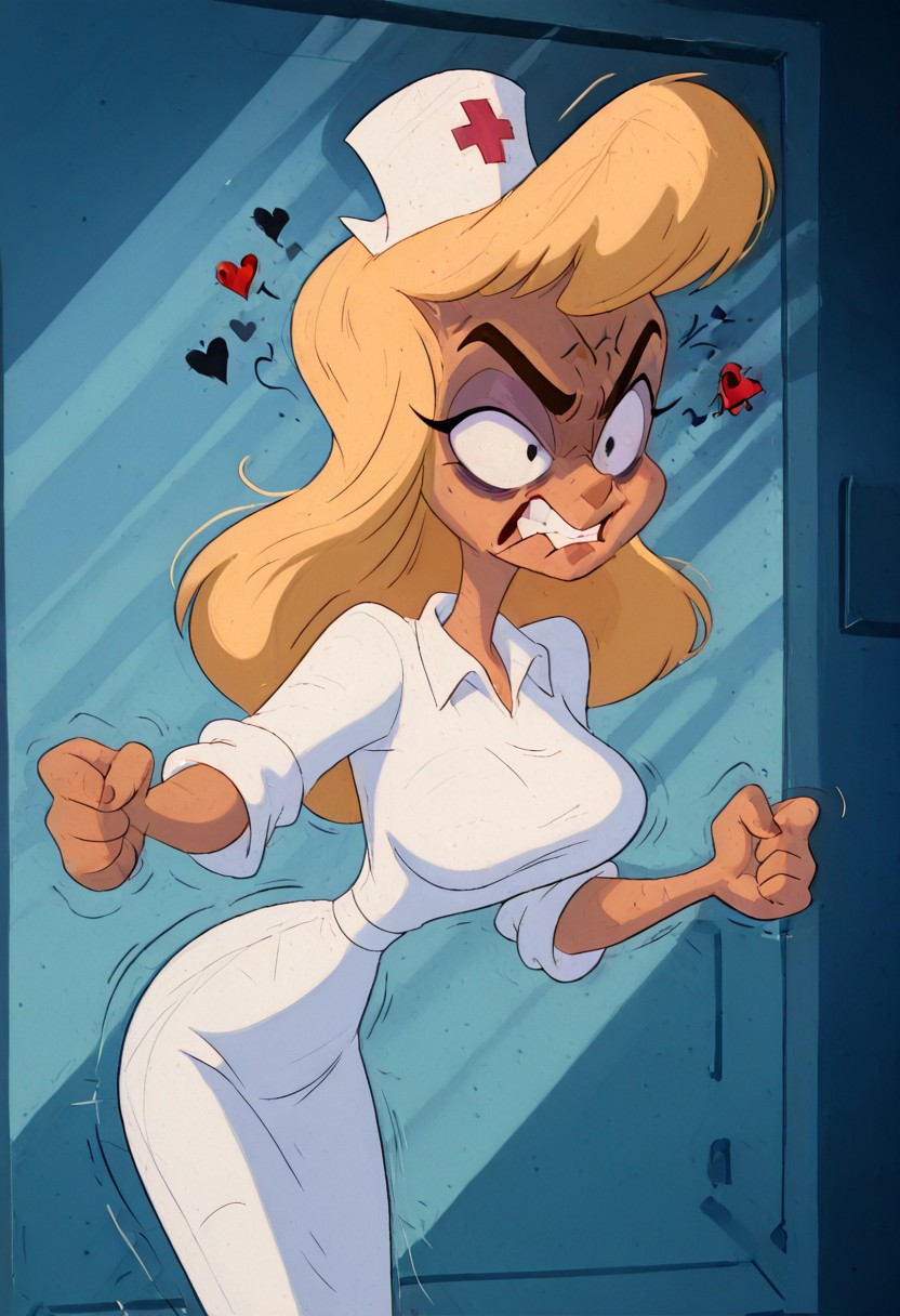 masterpiece, best quality, amazing quality, absurdres,(((((hospital office))))),(((((dramatic light))))), (((hiding her emotions))),(((trying to be calm))), (((((((envying:1.5))))))),(mad:1.5),(grin:1.5),(((((((((Constricted Pupils))))))))),(((hellonurse))), (((((((((angry))))))))),(((angry eyes))),(((furious eye pupils))),(((hellonurse))), (((((angry))))),(((angry eye pupils))),(((evil eye pupils)))(((evil eyes))),(((furious eyes))), ((((((offending)))))),(((((((((((extremely straining))))))))))), (((((((extremely weak))))))))),((((((surrendered)))))),(((((extremely helpless))))),((((deep neckline)))),((((((extremely embarrassing))))),((extremely rabiding)),((((((raging)))))), (((((((((extremely envying))))))))),((((twisting)))),((((((extremely malicing)))))),blonde hair, teal eyes, (((1girl))), alone, big breasts,((((slim body))))),eyeshadow, twerking,((((tight dress)))), ((((white nurse dress)))), Heloise Nerz, hellonurse, dirty, detailed body, detailed face, highly detailed body, highly detailed face, dynamic pose, posing, ((((((angsty))))), (((((furious)))))), (((((submissive)))))), 1girl, dirty messed burnt blonde  hair, wounds, hit herself,  selfharm,terror,(((((bags under eyes))))),  blue eyes, eye twitching,confused, humiliated face, depressed face, black eyes,  extremely broken heart, wall eyes, shaggy hair,smashed mouth, crazy emotion, narrow waist