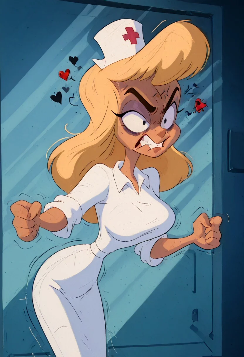 masterpiece, best quality, amazing quality, absurdres,(((((hospital office))))),(((((dramatic light))))), (((hiding her emotions))),(((trying to be calm))), (((((((envying:1.5))))))),(mad:1.5),(grin:1.5),(((((((((Constricted Pupils))))))))),(((hellonurse))), (((((((((angry))))))))),(((angry eyes))),(((furious eye pupils))),(((hellonurse))), (((((angry))))),(((angry eye pupils))),(((evil eye pupils)))(((evil eyes))),(((furious eyes))), ((((((offending)))))),(((((((((((extremely straining))))))))))), (((((((extremely weak))))))))),((((((surrendered)))))),(((((extremely helpless))))),((((deep neckline)))),((((((extremely embarrassing))))),((extremely rabiding)),((((((raging)))))), (((((((((extremely envying))))))))),((((twisting)))),((((((extremely malicing)))))),blonde hair, teal eyes, (((1girl))), alone, big breasts,((((slim body))))),eyeshadow, twerking,((((tight dress)))), ((((white nurse dress)))), Heloise Nerz, hellonurse, dirty, detailed body, detailed face, highly detailed body, highly detailed face, dynamic pose, posing, ((((((angsty))))), (((((furious)))))), (((((submissive)))))), 1girl, dirty messed burnt blonde hair, wounds, hit herself, selfharm,terror,(((((bags under eyes))))), blue eyes, eye twitching,confused, humiliated face, depressed face, black eyes, extremely broken heart, wall eyes, shaggy hair,smashed mouth, crazy emotion, narrow waist