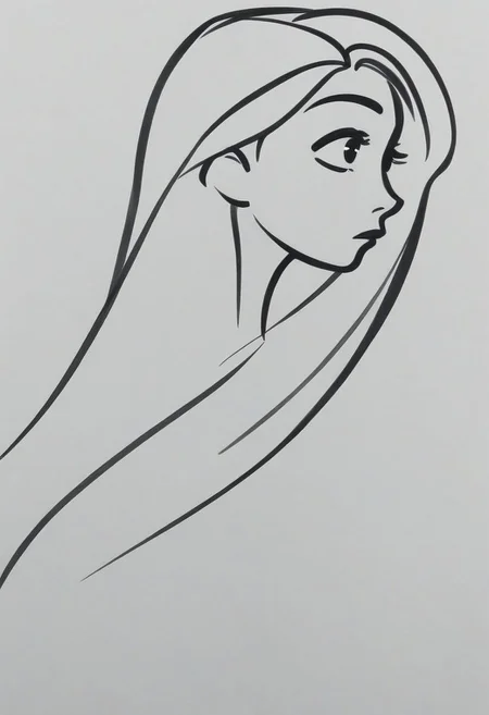 1girl, upper body, Rapunzel, ((solo)), from side, portrait,
dynamic sketch, Minimalism, Greyscale, Stylized