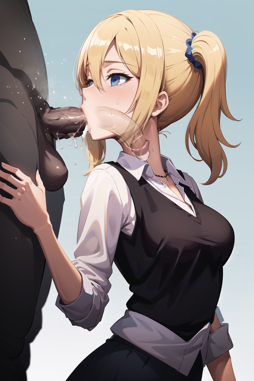 masterpiece, best quality, fellatio, x-ray, penis, 1girl, 1boy,   <lora:X-ray Fellatio 1.5_1-000042:1>     <lora:hayasaka_ai_v2:0.8> aahayasaka, side ponytail, medium breasts, necklace, collared shirt, black vest,