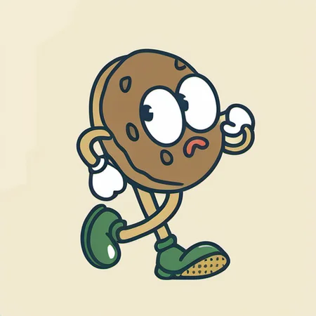 <lora:游æå¾æ ç ç©¶æ_æäºº:1>,(masterpiece, top quality, best quality, official art, beautiful and aesthetic:1.2),(8k, best quality, masterpiece:1.2),nren\(wuti\), A walking cartoon cookie with arms and legs, white gloves, green shoes, eyes, nose and mouth, Cream background, solo, smile, open mouth, standing, full body, arm up, no humans, motion lines, green footwear
