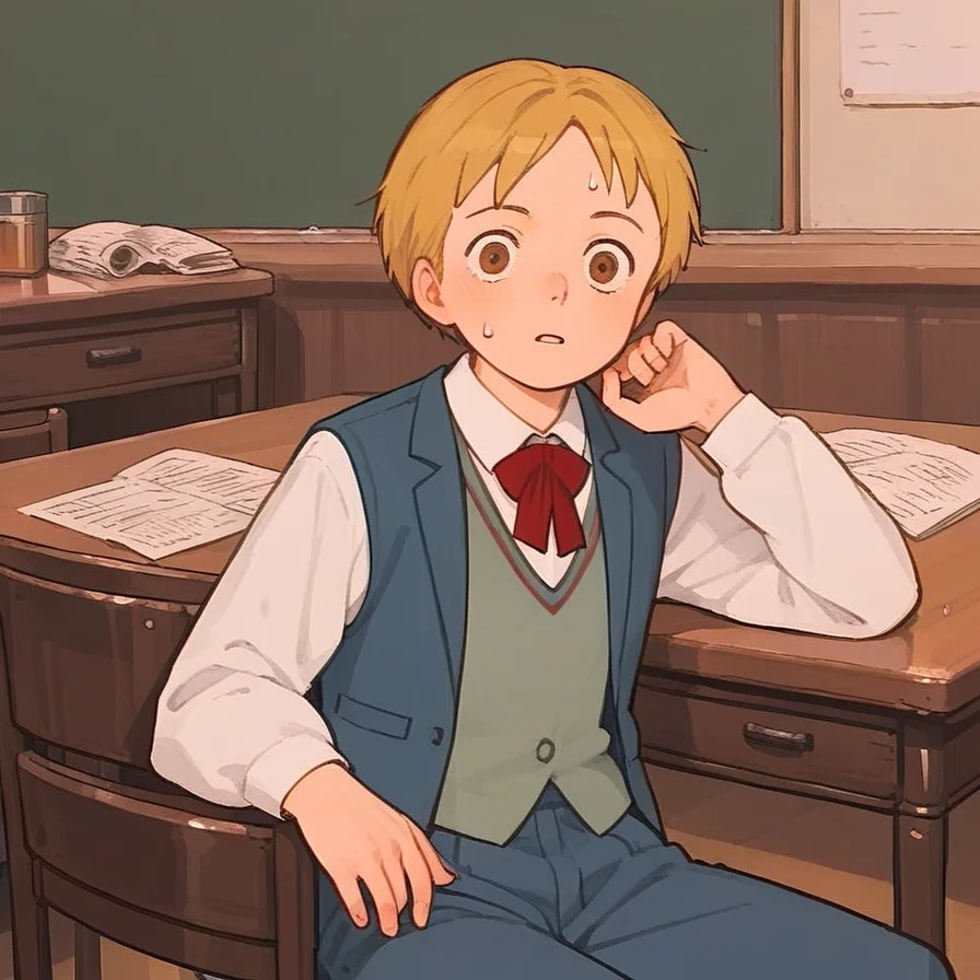 score_9,score_8_up,score_7_up,score_6_up,best aesthetic,absurdres,intricate details,best quality,masterpiece,source_anime,anime coloring,interspecies, horror spider fuck boy,solo_focus, <lora:Demi_Brooke_Little_Women_II_Pony_Test:1> school uniform, vest, blond hair, retrolook legs spreaded wide open ,indoor , , perfect eyes,solo focus,sweat,,laying over school table, darkness,dark, at night