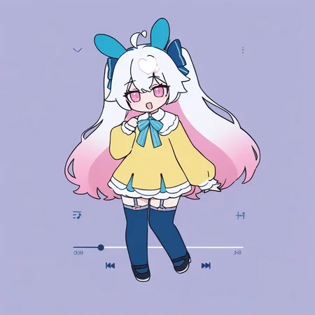 1girl, 
yumenouchi chiharu, sakura \(39ra\), tyakomes, henreader, baku-p, daizu \(melon-lemon\), 
rabbit hole
quan, blue thighhighs, mary janes, yellow dress, long sleeves, pink eyes, heart, neck ribbon, puffy sleeves, hair bow, ribbon, white hair, solo, two side up, bow, animal ears, open mouth, full body, petticoat, heart ahoge, rabbit ears, ahoge, smile, dress, thighhighs, short dress, blue ribbon, puffy long sleeves, white background, looking at viewer, shoes, 
masterpiece, newest, absurdres, safe
 <lora:rabbit_hole:1>