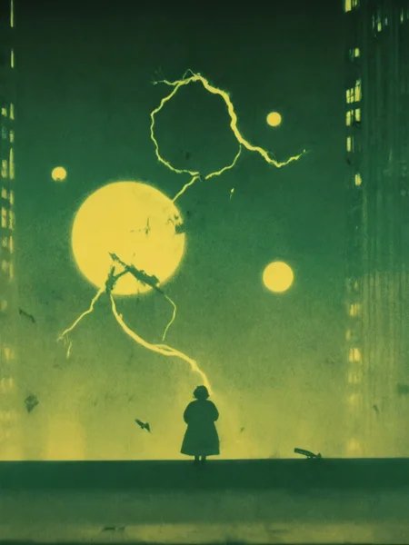 style sqrhmmr, a Metropolis (1927 film) minimalism silhouette painting of your overweight mom glowing yellow in green tint while her (gravitational pull:1.2) is laying waste to a supermarket, epic destruction, planetary misalignment, <lora:- SDXL - sqrhmmr _Square-Hammer_Style_V1.0:1> <lora:- SDXL_AI-Breaker_BaseXL_V2:.2>