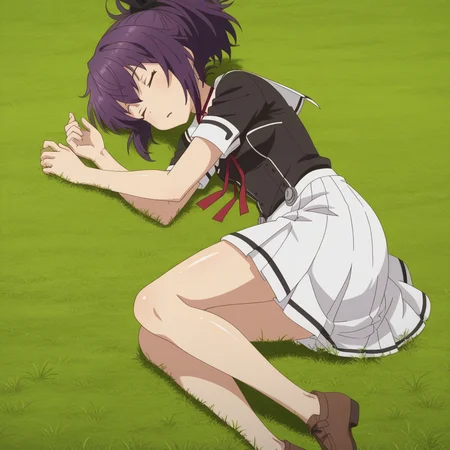 (Young) Minato Etou, toji no miko style, 1girl, solo, purple hair, ponytail, hair ribbon, brown eyes, small breasts, white sailor collar, red neck ribbon, black shirt, short sleeves, white skirt, brown shoes, lying on grass, on side, sleeping, eyes closed
BREAK
outside, daytime
BREAK
anime screencap, anime coloring, anime colored background, detailed background, detailed face, shiny skin, shiny hair, absurdes, highres, dynamic pose, masterpiece, best quality, official art, cel shaded, graphic illustration, digital painting, CGI, very detailed, amazing quality, intricate details, dynamic pose, HDR, UHD, 8K, Fineline illustration, Highly detailed, ultra-fine painting, sharp focus, Professional, Vivid Colors <lora:add-detail-xl:1> <lora:DetailedEyes_V3:1> <lora:Toji_no_miko_character_pack_Illustrious:1>