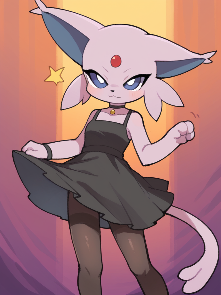 score_9, score_8_up, score_7_up, source_anime, BREAK
1girl, solo,  <lora:TemmieChang-20:1> sketch, :3, dress, black pantyhose, Espeon, purple fur, furry,