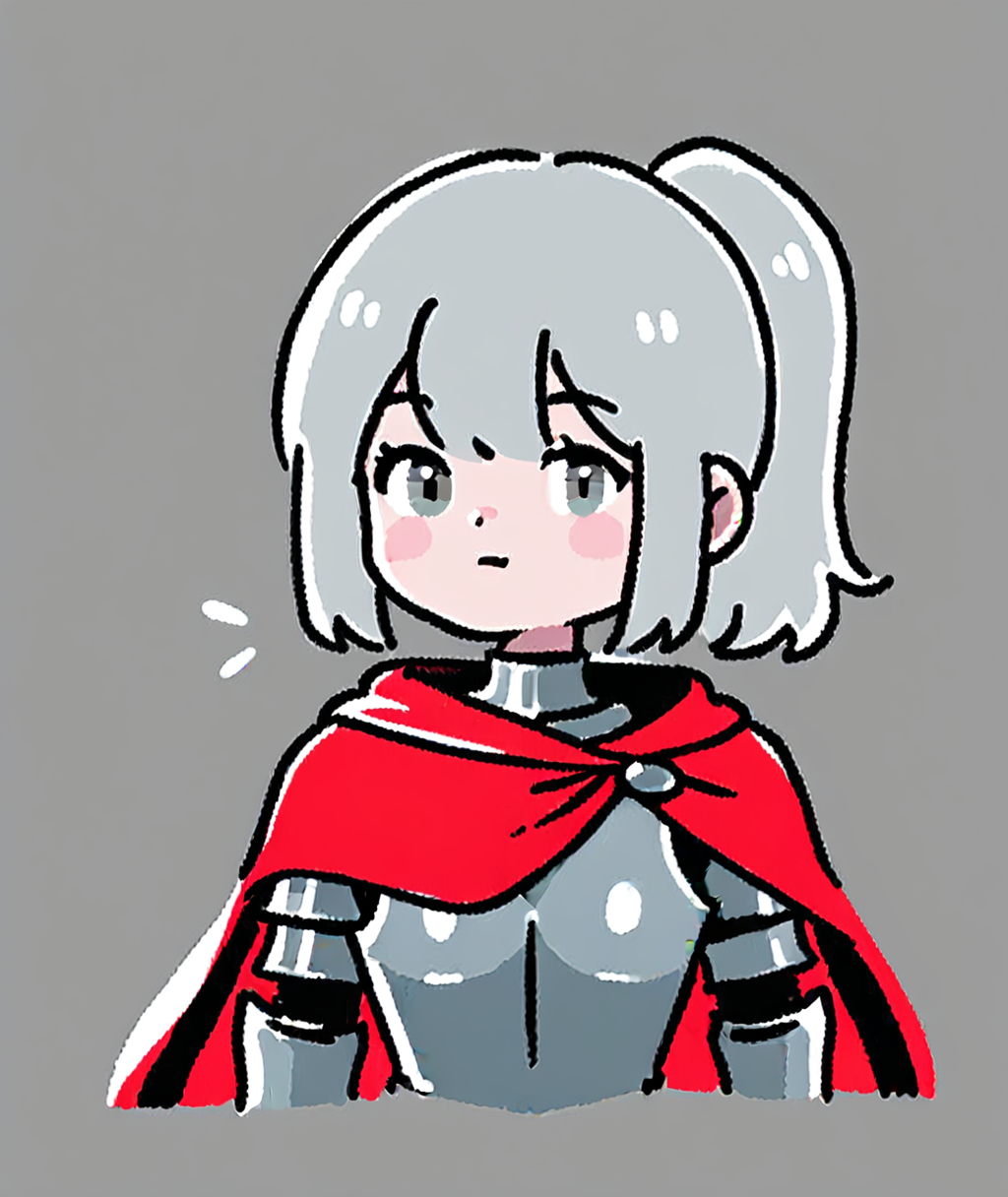 <lora:tpontç®ç¬ç»:0.75>,
score_9,score_8_up,score_7_up,
solo,female focus,looking at viewer,knight,cape,portrait,medium hair,ponytail,armor,closed mouth,cowboy shot,gray eyes,