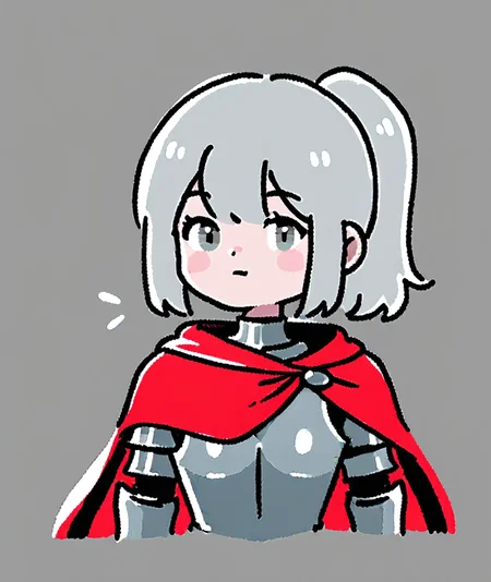 <lora:tpontç®ç¬ç»:0.75>,
score_9,score_8_up,score_7_up,
solo,female focus,looking at viewer,knight,cape,portrait,medium hair,ponytail,armor,closed mouth,cowboy shot,gray eyes,