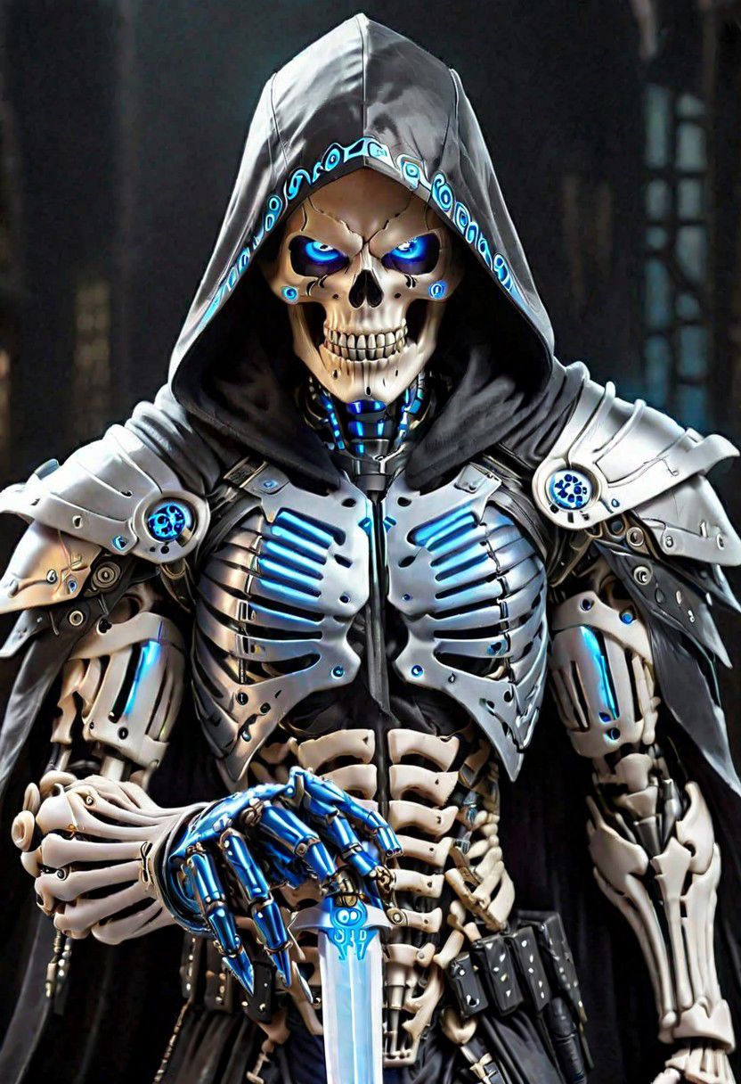 close up, Cyborg Assasin, black Hooded cape, (metalic hand), (Pointing Finger At Viewer)