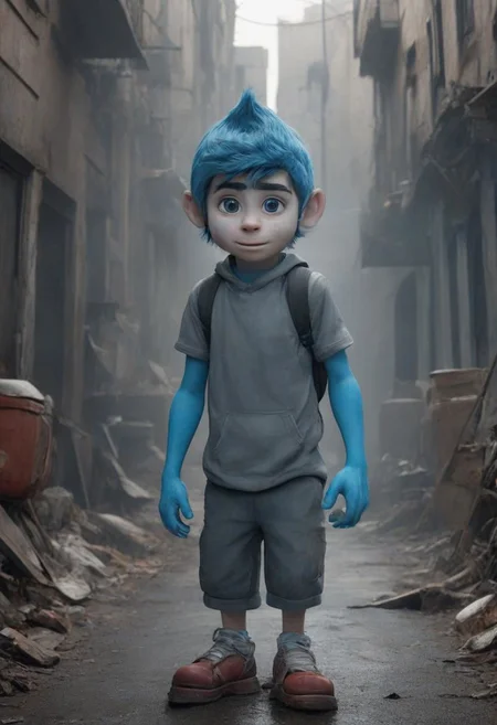 full body, one single individual, zayn malik ((The smurf)), the smurf background movie, (4k, 8k, extreme detail, ultra quality, HD, high definition, HDR, high dynamic range, octane render, Masterpiece, best quality, colorful, 8k wallpaper, Volumetric Lighting, best shadows, crisp clear ultra definition, hyper realistic realism)