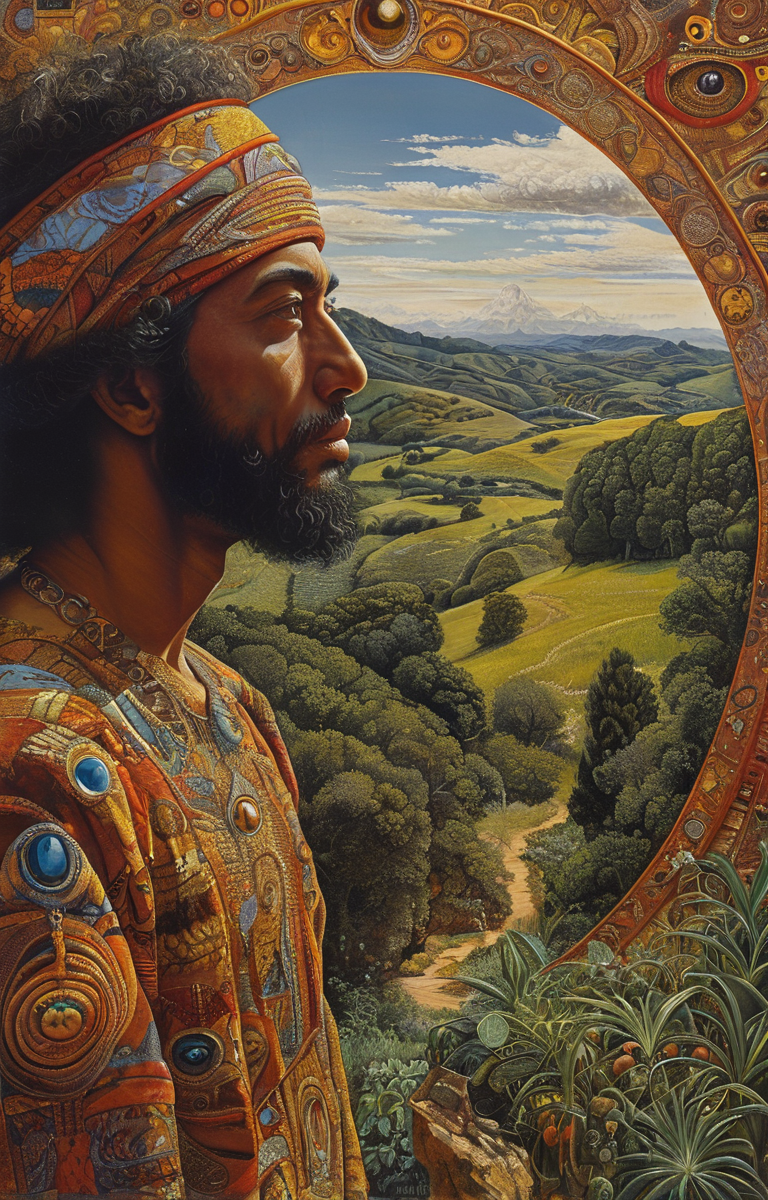 masterpiece,best quality,<lora:tbh376-sdxl:0.6>,illustration,style of Mati Klarwein, portrait of noble man