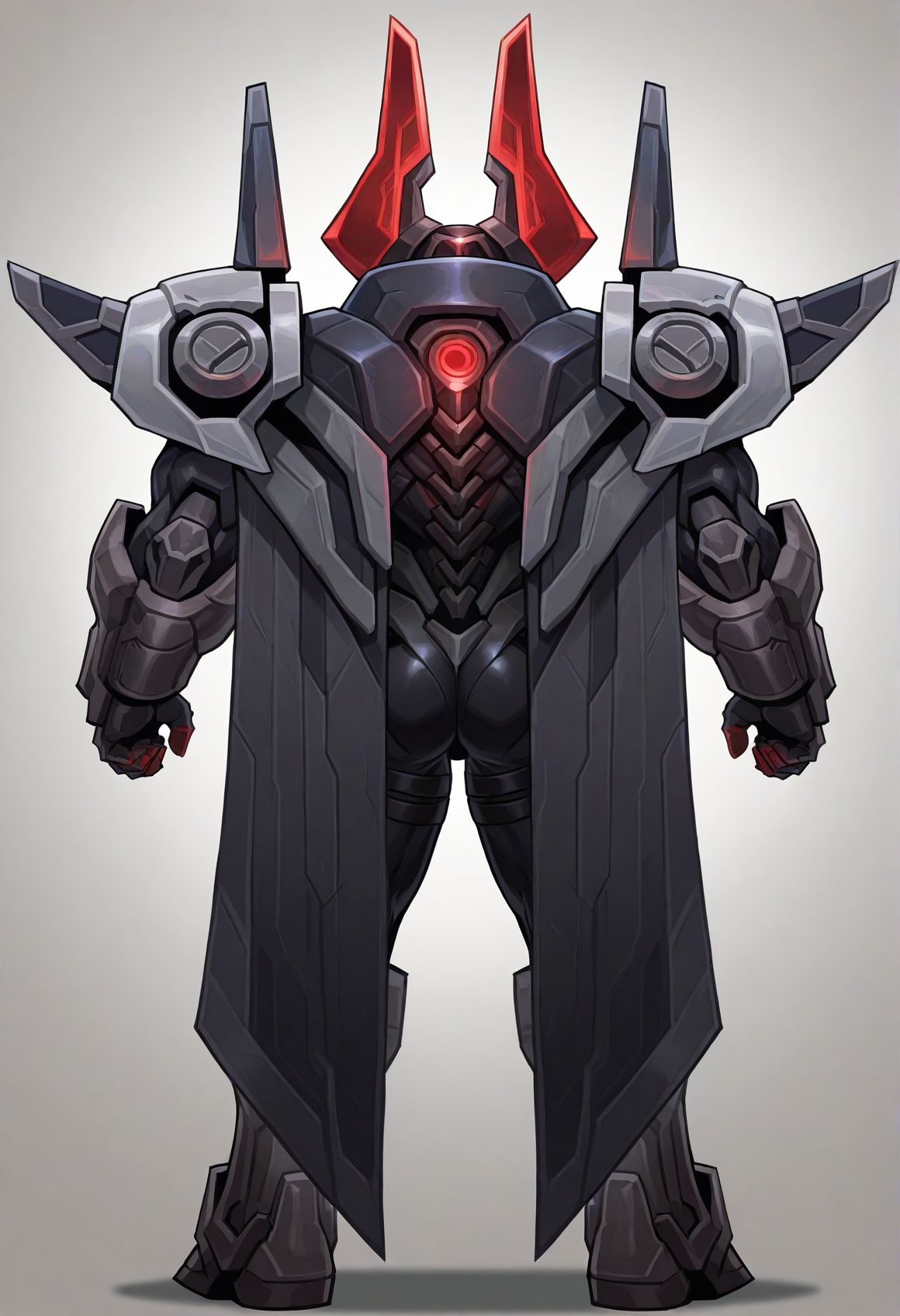 bara,muscular male,comic,full body,from back,
solo,mecha,mecha cape,
project-mordekaiser,white background,
very awa,masterpiece,best quality,absurdres,newest,perfect quality,detailed background,intricate details,