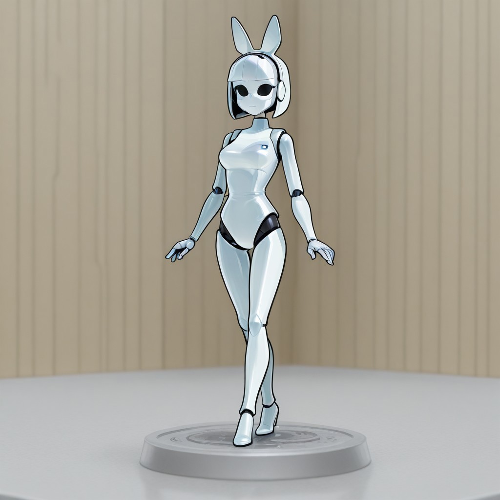 A vintage-style fashion mannequin (plastic texture:1.3), miniature scale, toy factory prototype, macro photography, fully clothed, neutral pose