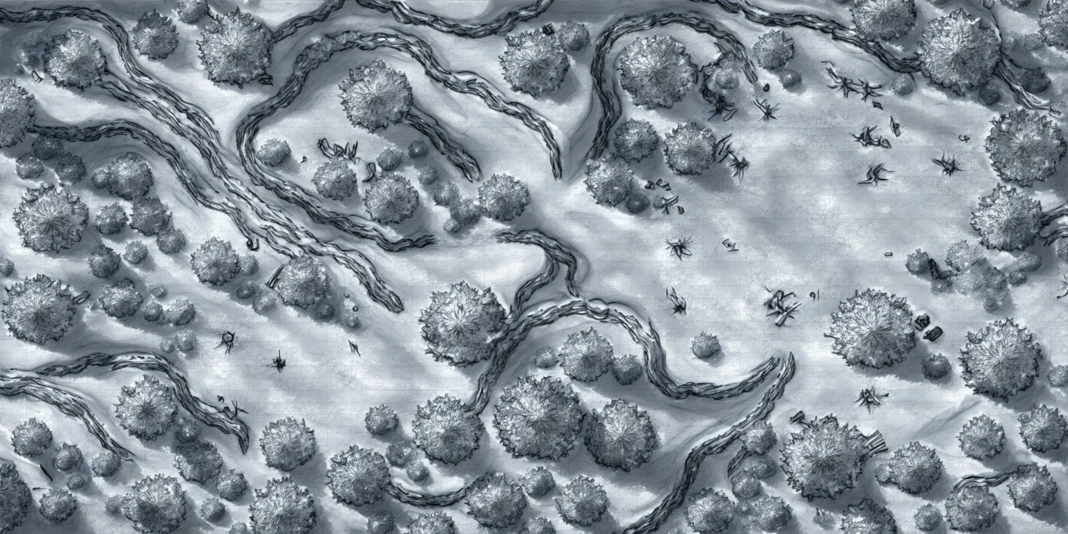 battlemap outdoor winter forest