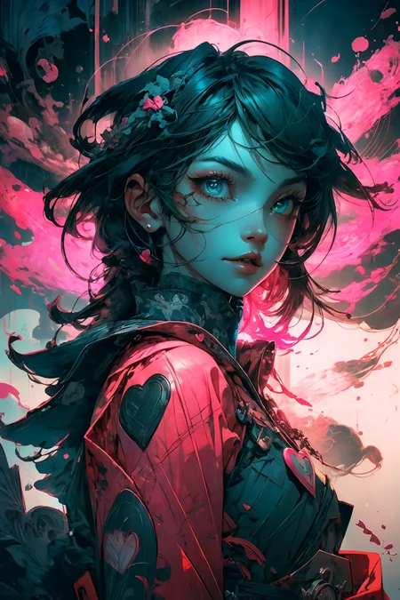 illustration, cartoon, soothing tones, calm colors, (solo:1.1), a digital arf of a undead girl, (pink, heart, love:1.1), wounds, (deathcore:1.2), mistery pink forest, extreme detail, paper texture, 2d, (pascal campion:0.38), vivid colors, (painting art:0.06), [eclectic:clear:0.8], slate atmosphere, cinematic,  muted colors, film grainy, lut
<lora:more_details:0.4>
 <lora:Cosmic anime-oil fusion v2:0.45> 
<lora:AnimeVibesV3:0.3> animevibes, 
<lora:3DMM_V11:0.5> 3DMM 
<lora:midjourney_20230624181825:0.7> midjourney ,
 <lora:LAS:0.5> cloud,colorful,
<lora:msw_locon-t2:0.6>
 <lora:wuxia2:0.6> gu,
 <lora:CyberpunkStyleV1:0.2> PunkAI ,
<lora:CatgirlMaidV1.0-000003:0.35> CatgirlMaid, shiny, shiny hair, shiny skin, shiny clothes