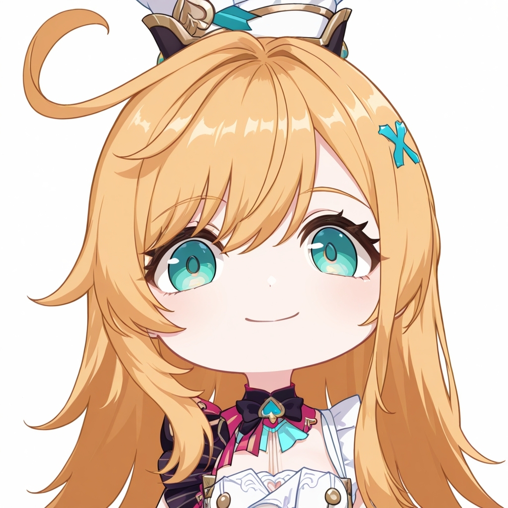 masterpiece, best quality, highres, simple background, looking at viewer, smile, big head,
1girl, escoffier, aqua eyes, 
<lora:goofy_ahh_big_head_il_v1:1> <lora:escoffier_il_v1:1>