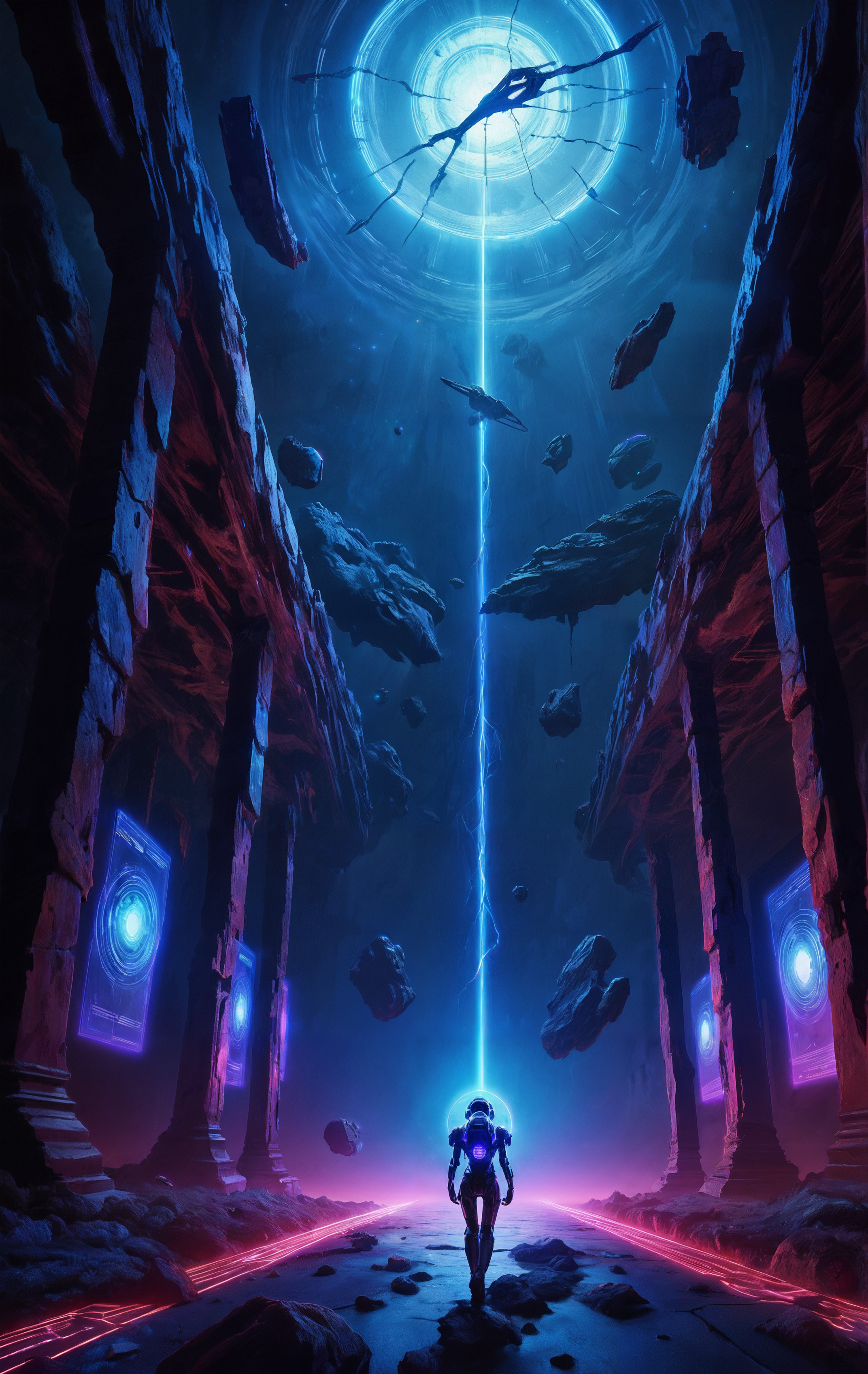 score_9, score_8_up, score_7_up, score_6_up, Lone wanderer, Timeless village, warped reality, distorted buildings, glowing clock tower, strange skies, eerie fog, suspended moments, fading memories, ghostly inhabitants, surreal landscape