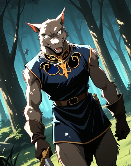 <lora:Kobold_(Record_of_Lodoss_War)_(Illustrious)_(AD):1> kobold, muscular, Record of Lodoss War,
dutch angle, exterior, battleground, dynamic action, dutch angle, fantasy forest, nature landscape,
kobold soldier, no pants, fur tail, furry body, cowboy shot, sword,
BREAKvery awe, aesthetically pleasing, masterpiece, best quality, amazing quality, very aesthetic, perfect depth of field shot, masterclass color theory, in'ei, gradient style coloring, source_anime, masterclass anime,
Smooth Quality, lazympos, IllustQualXL_Pos,
