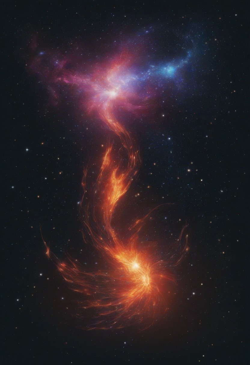 phoenix, galaxy, constellations, flame