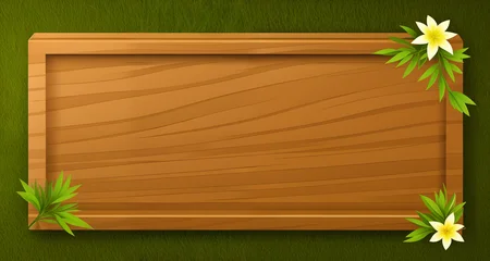 <lora:WoodenMenu_v3:0.75> a wooden rectangle with green grass, with (flowers:1.1)