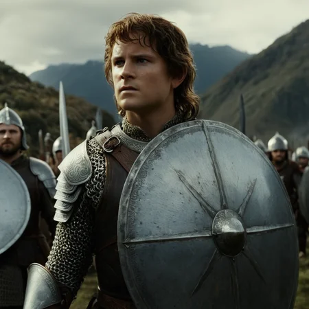 cinematic film still of <lora:The Lord of the Rings style:1>
In a Fantasy Middle-earth world in the dark ages Elendil Peter McKenzie a man in armor holding a sword and a shield,solo,simple background,1boy,white background,holding,weapon,male focus,sword,cape,holding weapon,armor,facial hair,holding sword,helmet,shoulder armor,gauntlets,beard,pauldrons,breastplate,realistic,knight,full armor,chainmail,plate armor , dramatic light, dramatic shadow light, film contrast, cinematic film color, cinematic film look, filmic, realistic, realism, perfection, perfect, movie still, fantasy drama, epic drama, fictional, Age of Wonders, Age of Empires, warriors, Medieval style, middle ages, dungeons and dragons style, different people, different, unique, kingdoms and castles, violent, aggressive, detailed, perfection, detailed face, detailed body, detailed hands, detailed eyes, sharp, horror themed, dark themed, epic fantasy adventure film style, Legendary, mythical, The Lord of the Rings style, shallow depth of field, vignette, highly detailed, high budget, bokeh, cinemascope, moody, epic, gorgeous, film grain, grainy