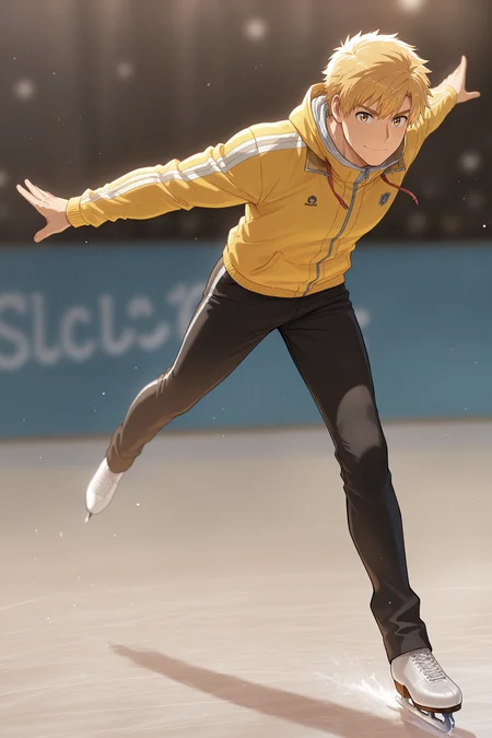 masterpiece, best quality, absurdres, safe
1boy, akeuraji tsukasa, ice skates, leg up, spread arms, leaning forward
<lora:ice_skates_il_1_d16:1>