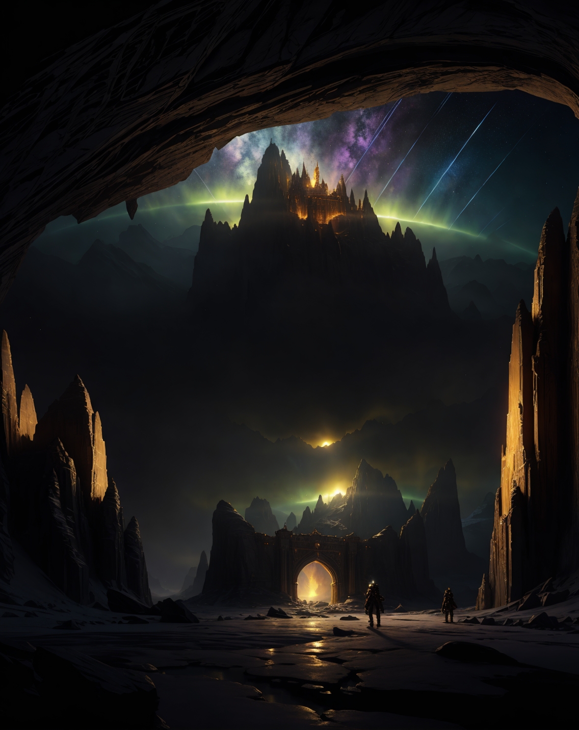 Albert Bierstadt: (luminous skies), (dramatic mountains), (hyperrealistic nature), (golden hour glow)Antarctic icebergs glowing with inner neon-blue fire under midnight sun,Kinetic punch warping armor plating during fortress gate breach,Night: Galactic core arching over airglow-tinged mesospheric ripples,
hyperrealistic surrealism,ultra-detailed,intricate textures,luminous colors,cinematic lighting,dramatic perspective,volumetric atmosphere,8k UHD,sharp focus, professional color grading, 
<lora:extremely_detailed:0.8> extremely detailed,
<lora:DetailMaximizer:0.7>,
<lora:offset_0.2:0.7>,
<lora:add-detail-xl:0.3>,
<lora:aidmaMJ6.1_v0.5_2:0.7> aidmamj6.1,
<lora:Consistency Corrector XL:0.3>, Retrofuturism painting art style, nostalgic composition, combines retro aesthetics with futuristic elements, Baroque art style, dynamic composition, dramatic lighting, rich colors, intricate details, professional-grade execution, captures the grandeur and theatricality of the Baroque period