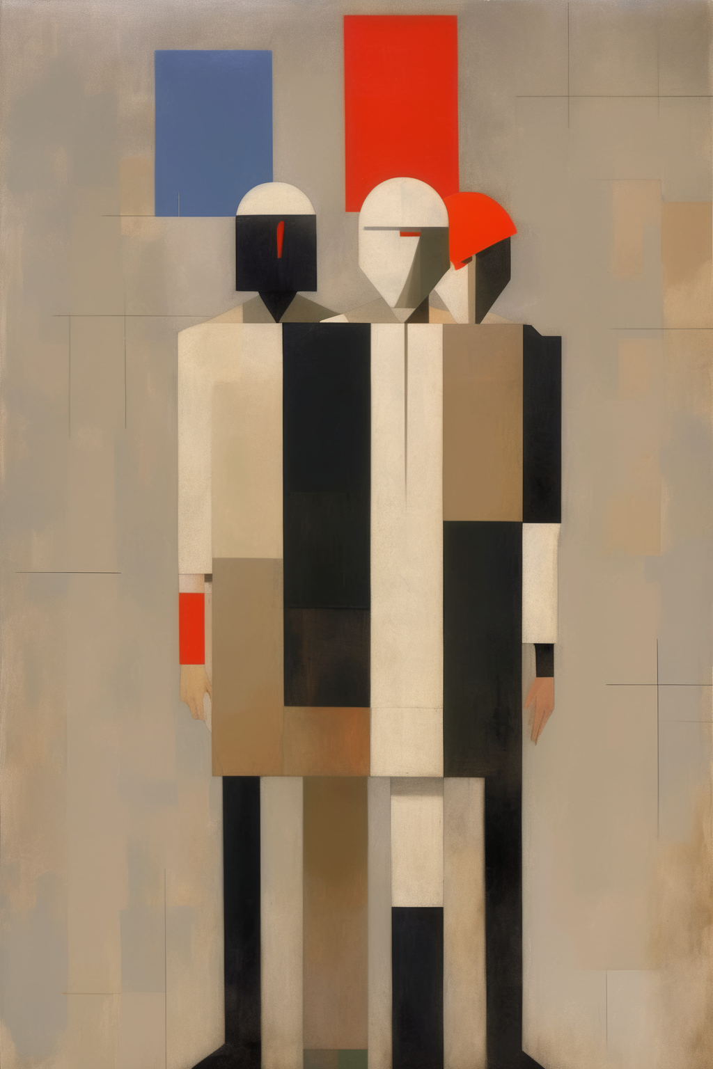 <lora:Euan Uglow Style:1>Euan Uglow Style - a suprematism painting of a human-like creatures celebrating the end of war even knowing the have lost in Vietnam with muted colors