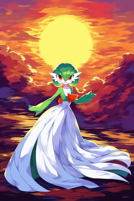 score_9, score_8_up, score_7_up, score_6_up, score_5_up, score_4_up, masterpiece, high quality, BREAK, full body, BREAK, 1girl,   <lora:Gardevoir[Pony]:0.8> Gardevoir,