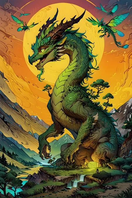 score_9, score_8_up, score_7_up, score_6_up, score_5_up, score_4_up,fantastic world,digital art,giant tree at center,mountains,sun ligting world,green grasses around,dreamlike,vibrant colors,dragon flies at sky,drawing,masterpiece,higly detailed,surreal,artful,zavy-fltlnpnt, <lora:add-detail-xl:1> <lora:artfullyTREETTREET_SDXL_V1:0.6> <lora:Fant5yP0ny:1> <lora:LineArt Mono Style LoRA_Pony XL v6:1> <lora:zavy-fltlnpnt-sdxl:0.7>