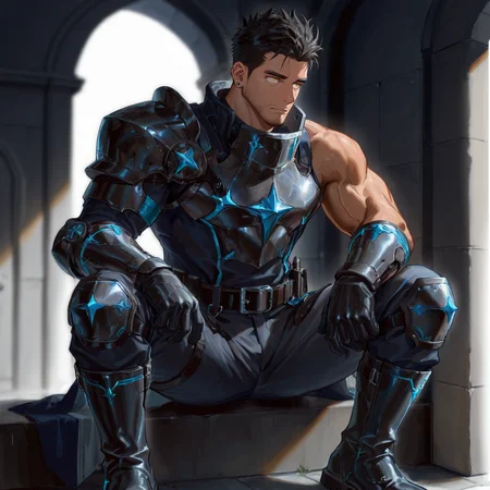 <lora:Yuan__Alchemist_Code-000003:.6>,1boy, muscle body, mature male, tagatameyuan, black spiked hair, short hair, yellow eyes, sanpaku, ear piercing, clothes, armor, gloves, belt, pants, boots, 
(very short hair, beard, bara, mature, facial hair, stubble, beard, full beard, sideburn, beard, a lot of beard, ), facial hair,male focus, muscular male, muscular male, bara, mature,  bara, mature, aixiwuganda_(20222192), very awa, masterpiece, best quality, absurdres, newest, perfect quality, detailed background, intricate details,
<lora:slider_Body Type_alpha1.0_rank4_noxattn_last:3><lora:style_Anime Summer Days 2 Style SDXL_LoRA_Pony Diffusion V6 XL:.6><lora:slider_cfg_scale_boost:.7><lora:Artist6p:.55>, Artist6p, Artist04p,<lora:slider_il_brightness_slider_d1:-1><lora:slider_il_contrast_slider_d1:-1><lora:slider_DarkSlider1.2_alpha1.0_rank16_full_300steps:-.6>
