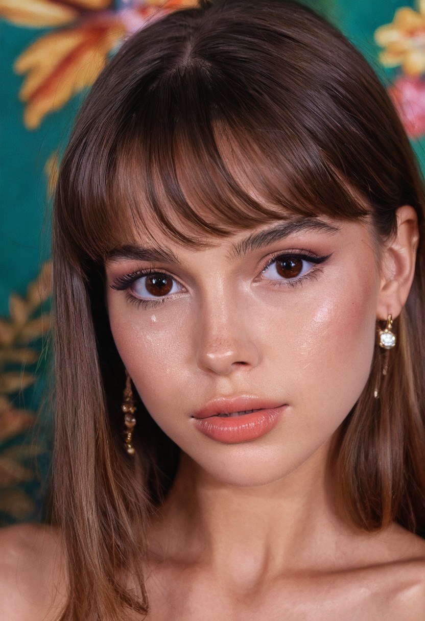detailed portrait Photo of a beautiful 20yo woman who is an instgram influencer, detailed rich background by Slim Aarons