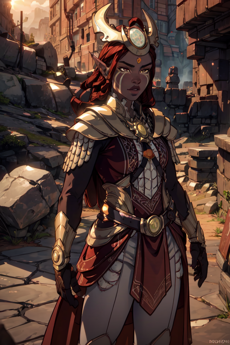 Janai, brown eyes, facial mark, lava, sun, cave, (realistic:1.2), (masterpiece:1.2), (full-body-shot:1.2),(Cowboy-shot:1.2), dark romantic lighting, (highly detailed:1.2), (detailed face:1.2), (gradients), colorful, detailed eyes, (natural lighting:1.2), solo, <lora:add_detail:0.3> <lora:DragonPrince_Janai-10:0.7>  <lora:BeautifulEyes:0.3>