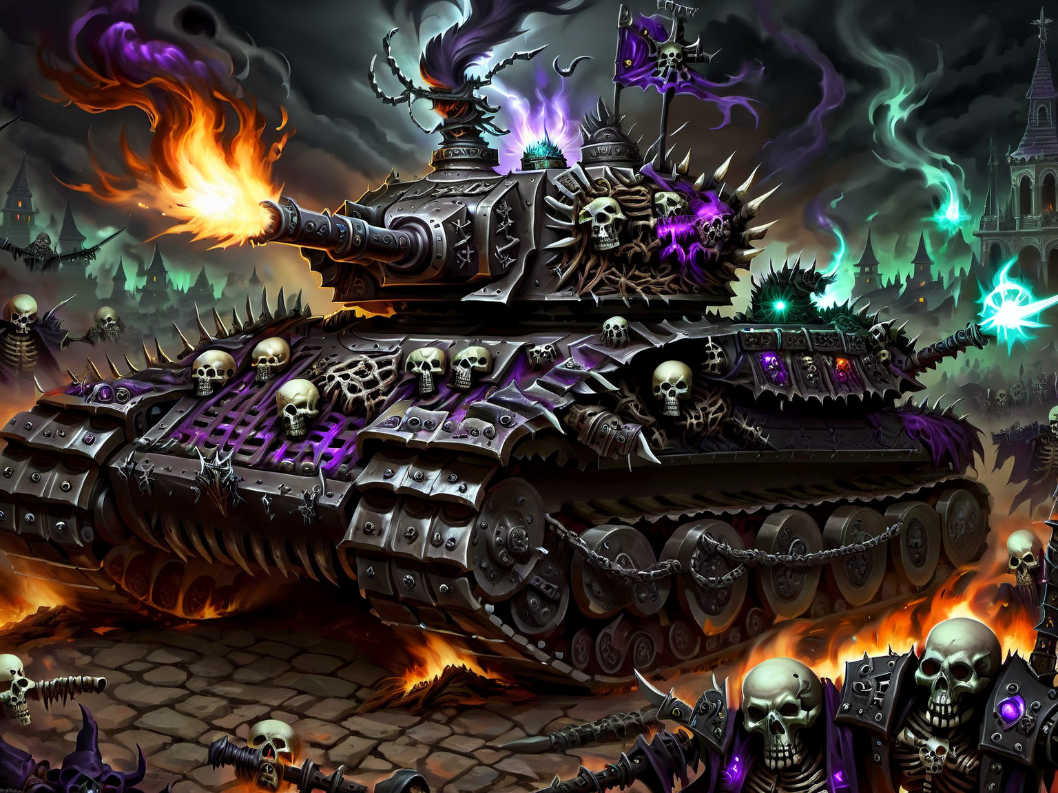 <lora:HorrorAI:.8> NecromancyAI  battle tank, Highly detailed, horror setting, intricate detailed background